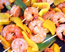 spicy grilled shrimp and bell pepper skewers